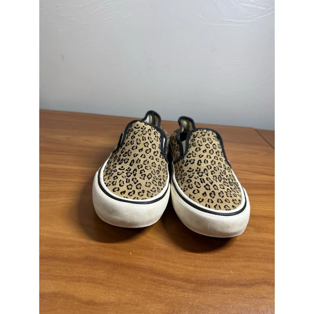 VANS WOMENS Mini Leopard Print SF Slip-On Sneakers Suede Marshmallow Size 9.5